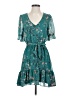 Express 100% Polyester Floral Teal Casual Dress Size XS - photo 1