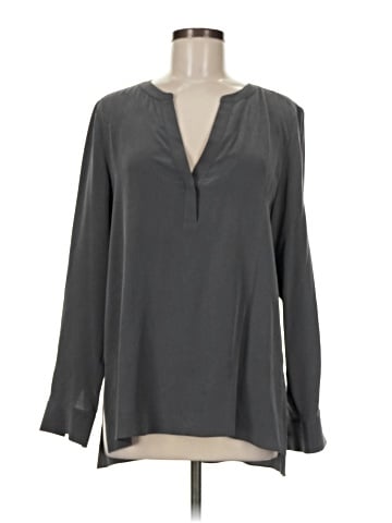 R | Label Long Sleeve Silk Top (view 1)