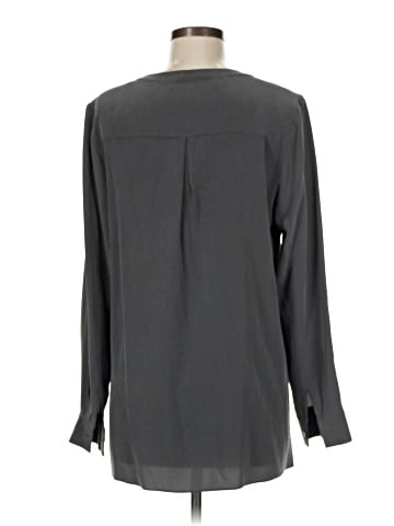 R | Label Long Sleeve Silk Top (view 2)