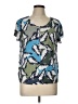 Nic + Zoe Print Blue Pullover Sweater Size L (petite) - photo 1