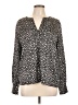 Ann Taylor Factory 100% Polyester Animal Print Black Long Sleeve Blouse Size L - photo 1