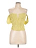 White Fox Solid Yellow Short Sleeve Top Size L - photo 1