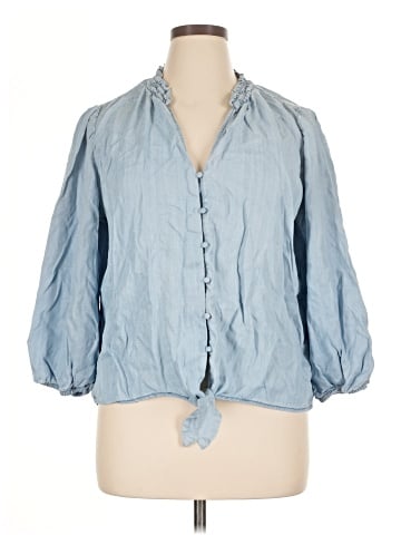 White House Black Market 3/4 Sleeve Button-Down Shirt (view 1)
