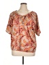 One World 100% Polyester Orange Short Sleeve Blouse Size 1X - photo 1