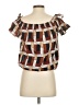 Blush 100% Cotton Brown Short Sleeve Blouse Size S - photo 2