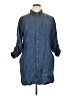 Kenneth Cole REACTION Blue 3/4 Sleeve Button-Down Shirt Size 14 - photo 1