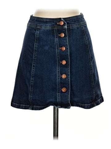 Madewell Stretch Denim A-Line Mini Skirt: Button-Front Edition (view 1)
