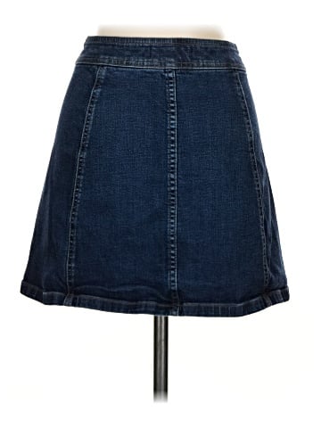Madewell Stretch Denim A-Line Mini Skirt: Button-Front Edition (view 2)