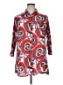 Roberta Freymann Print Orange 3/4 Sleeve Button-Down Shirt Size XL - photo 1