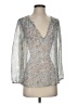 Joie 100% Silk Floral Blue Silver 3/4 Sleeve Silk Top Size XS - photo 1