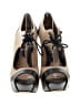 L.A.M.B. 100% Leather Color Block Ivory Tan Heels Size 8 - photo 2