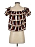 Blush 100% Cotton Brown Short Sleeve Blouse Size S - photo 2
