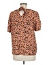 Papermoon 100% Polyester Animal Print Orange Short Sleeve Blouse Size M - photo 2