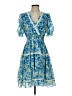 Taylor 100% Polyester Print Blue Casual Dress Size 2 - photo 1