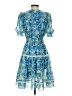 Taylor 100% Polyester Print Blue Casual Dress Size 2 - photo 2