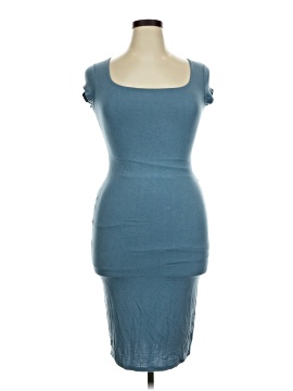 see you monday blue dress See You Monday Blue Short Sleeve Tie Waist Round Neck A Line Midi Dres –  Brie main image 1