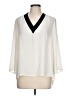 Kaari Blue 100% Polyester Ivory 3/4 Sleeve Blouse Size L - photo 1