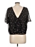 Ann Taylor LOFT 100% Polyester Floral Black Short Sleeve Blouse Size L - photo 2