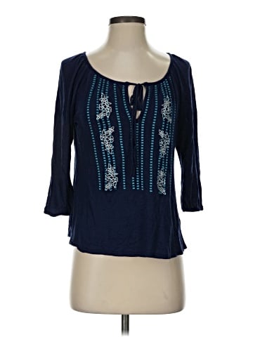 Blue Saks Fifth Avenue 3/4 Sleeve Blouse (view 1)