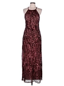 nightway burgundy dress NIGHTWAY Womens Burgundy Sequined Shimmering,top Floral Sleeveless Halter Full-Length Evening Sheath Dress Petites 10P