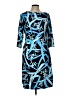 J. McLaughlin Print Blue Cocktail Dress Size L (estimated) - photo 1