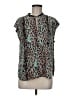 J.Crew 100% Polyester Animal Print Teal Short Sleeve Blouse Size M - photo 1