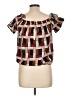 Blush 100% Cotton Brown Short Sleeve Blouse Size L - photo 2