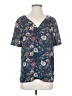 Pleione 100% Polyester Floral Teal Short Sleeve Blouse Size S - photo 1