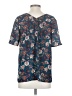 Pleione 100% Polyester Floral Teal Short Sleeve Blouse Size S - photo 2