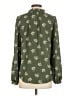 Ann Taylor LOFT 100% Polyester Floral Green Long Sleeve Blouse Size XXS - photo 2