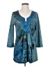 One World Teal 3/4 Sleeve Top Size S - photo 1