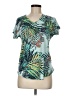 Assorted Brands 100% Polyester Tropical Teal Short Sleeve Blouse Size M (estimated) - photo 1