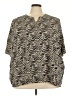 Ulla Popken Animal Print Black Short Sleeve Top Size 32 - photo 1
