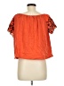 Basics 100% Polyester Orange Short Sleeve Blouse Size M - photo 2