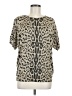Oddi 100% Viscose Animal Print Tan Short Sleeve Blouse Size M - photo 1