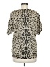 Oddi 100% Viscose Animal Print Tan Short Sleeve Blouse Size M - photo 2