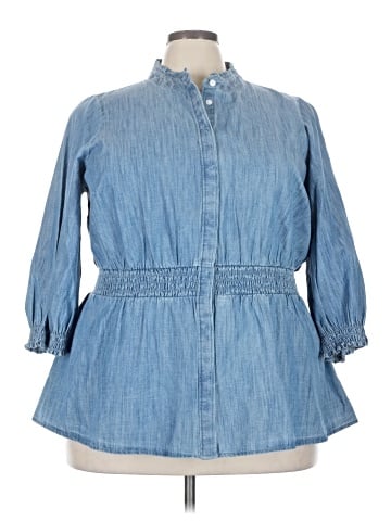 Lane Bryant 3/4 Sleeve Button-Down Shirt (view 1)