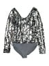 French Connection Metallic Silver Long Sleeve Blouse Size XS - photo 1