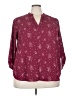 Lush 100% Polyester Stars Burgundy 3/4 Sleeve Blouse Size 2X - photo 1