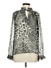 Elan 100% Polyester Animal Print Silver Long Sleeve Blouse Size M - photo 1