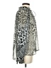 Elan 100% Polyester Animal Print Silver Long Sleeve Blouse Size M - photo 4