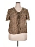 Unbranded 100% Polyester Animal Print Brown Short Sleeve Blouse Size 0X - photo 1