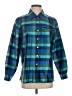 Shelly 100% Nylon Plaid Blue Long Sleeve Button-Down Shirt Size S - photo 1