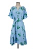 Ann Taylor 100% Polyester Floral Blue Casual Dress Size 4 - photo 1