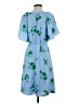 Ann Taylor 100% Polyester Floral Blue Casual Dress Size 4 - photo 2