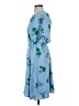 Ann Taylor 100% Polyester Floral Blue Casual Dress Size 4 - photo 5