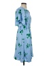 Ann Taylor 100% Polyester Floral Blue Casual Dress Size 4 - photo 4