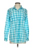 MICHAEL Michael Kors Checkered-gingham Blue Long Sleeve Button-Down Shirt Size XS - photo 1