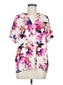 Lovestitch 100% Rayon Floral Ivory Short Sleeve Blouse Size M - photo 1
