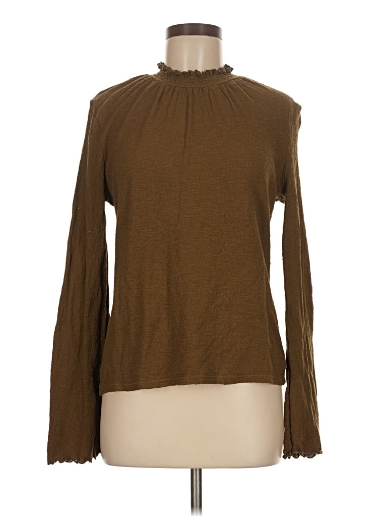 Pre-owned Texture & Thread Madewell Long Sleeve Top Brown Turtleneck Tops